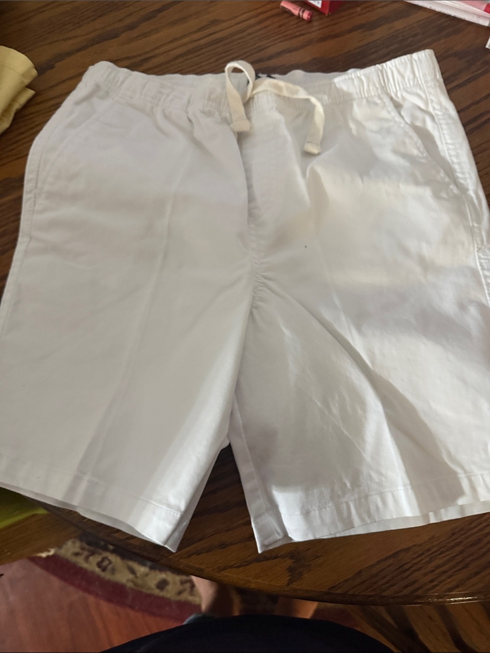 crown & ivy White Drawstring Cotton Kids Shorts
